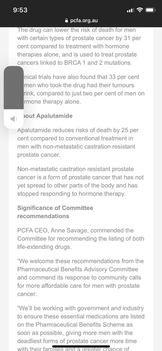 More good news for 🇦🇺 #ProstateCancer pts. +ve reimbursement recommendation for Olaparib (BRCA 1/2 mCRPC) and Apalutamide (M0 CRPC). Follows recent +ve recommendation  of Darolutamide in M0 CRPC. Finally seeing Ph 3 trials leading to drug access for 🇦🇺 pts.