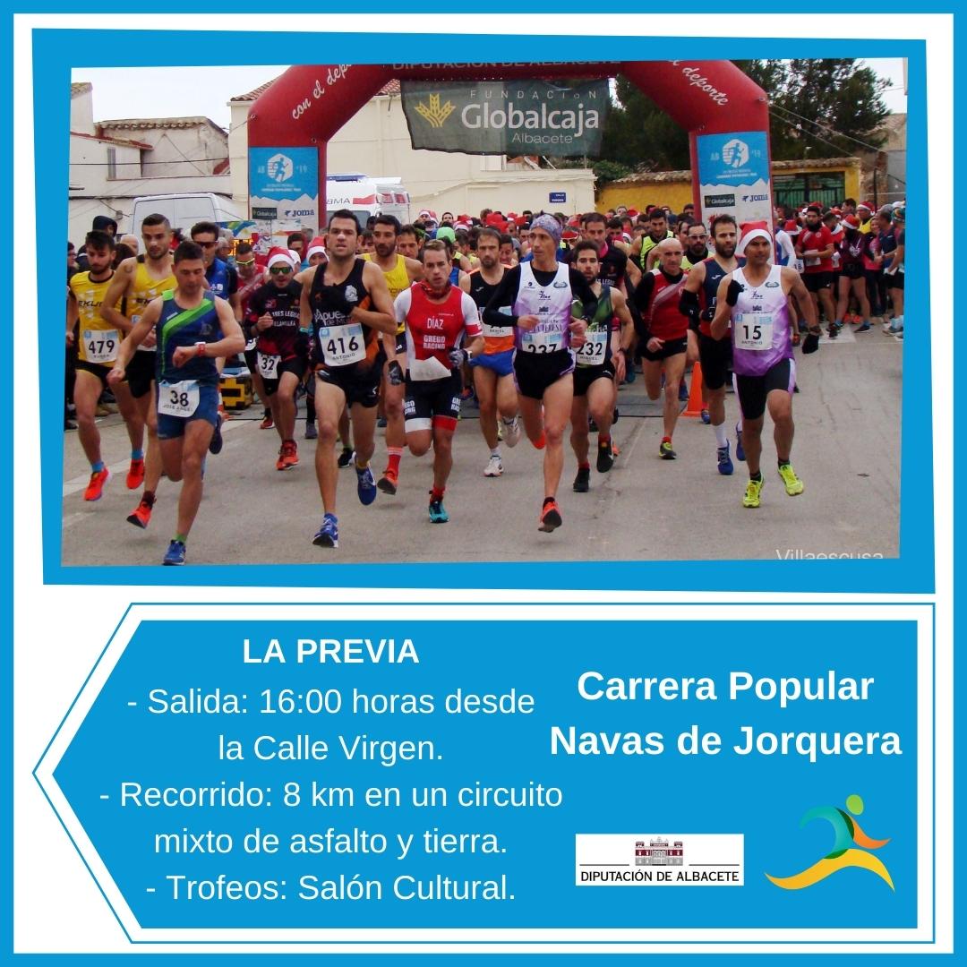 🚩 #CCPP | Llega la IX Carrera Popular de #NavasDeJorquera, prueba que pone fin al calendario provincial.

👉 8 kilómetros de distancia. Sábado 18 de diciembre, a las 16 horas.

¡Consulta el reglamento! 👇 
deportes.dipualba.es/Deportes/Ficha…

#atletaspopulares #CarrerasPopulares #Atletismo