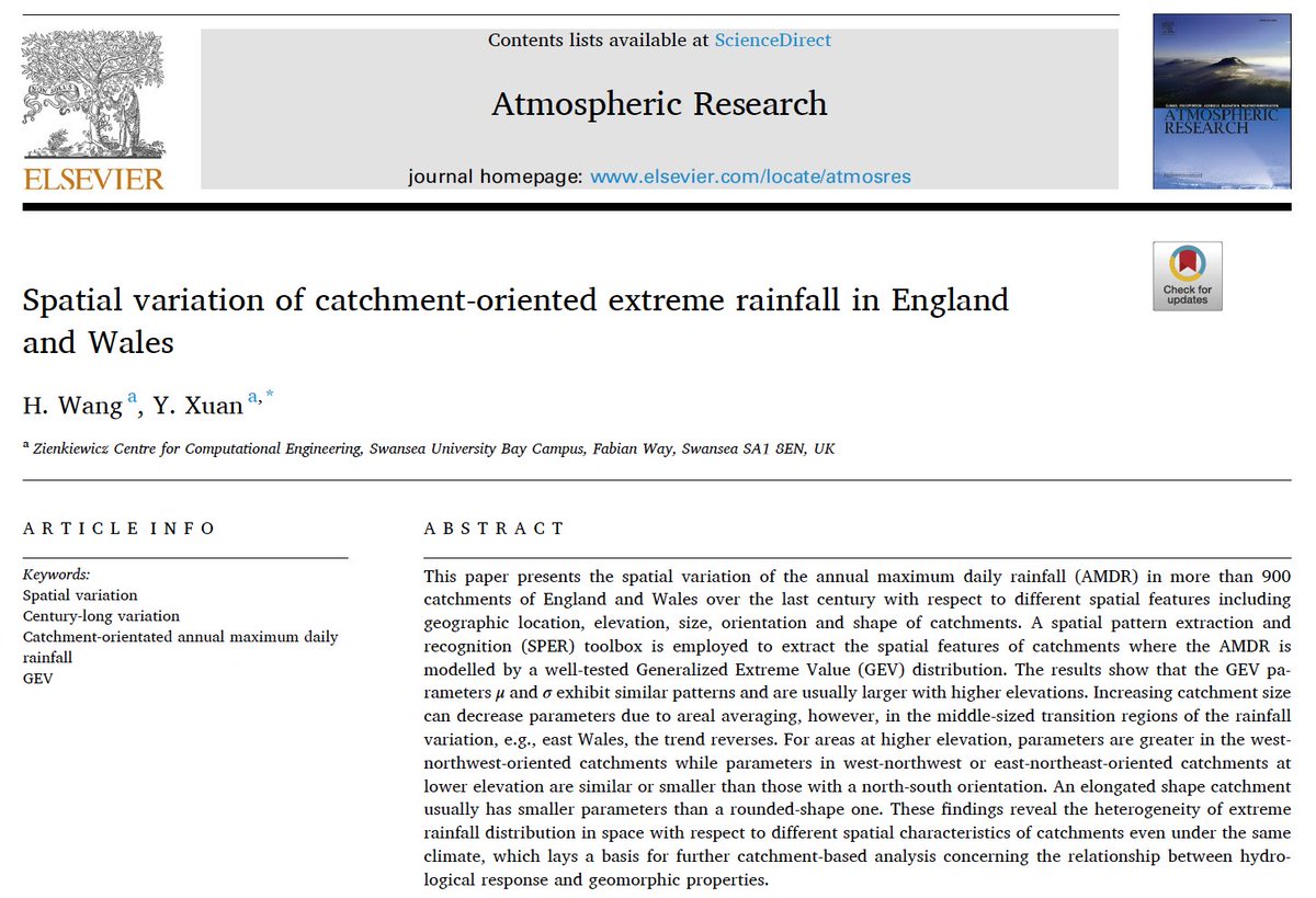 HydroinfoEU's tweet photo. Size &amp; shape appear to be the dominating factors in extreme rainfall estimation w.r.t. catchment geometric properties in England and Wales.  Another paper from @zzwang924 PhD study @SwanseaUni_E2 @ZienkiewiczCtr https://t.co/RaxYSQWfZU https://t.co/Gqyn1QTq8b