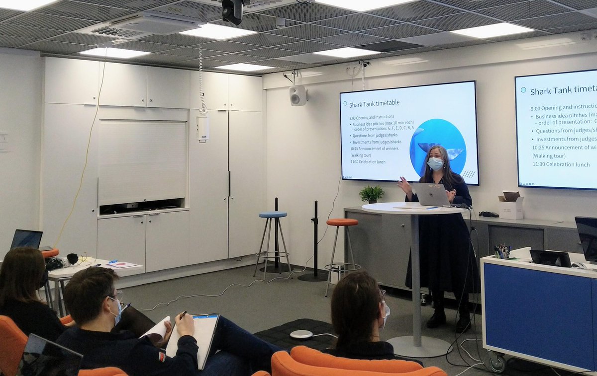 1/6. Final day of <a href="/GenZ_Oulu/">GenZ</a> #pilot #datacollection brings us a lot of great #businessideas from #GenZ about #sustainability #AI. Participants pitched their ideas at a #sharktank to our sharks @pHaddington <a href="/Marikakoi/">Marika</a> &amp; Karin Väyrynen and we got two winning teams!