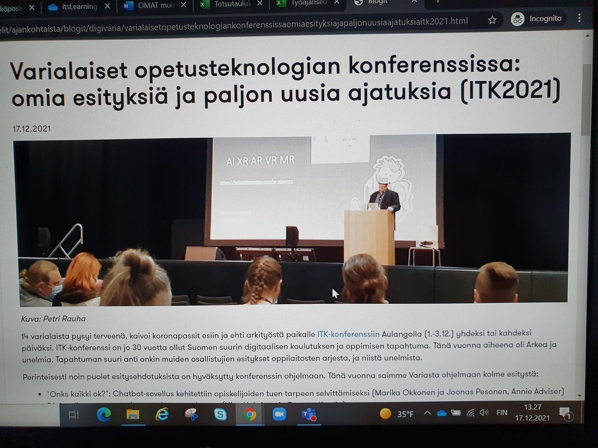 akepanen's tweet image. Vielä vielä #ITK2021 pureskeltavaa riittää 😀 @VantaanVaria ITK-kävijät voimme iloksemme tarjota kaikille jouluratoksi &quot;virtuaaliset&quot; ITK-jälkilöylyt blogissa 😁🎅
Meitä kiinnostivat mm. nämä aiheet, mitkä sinua? 
Mukavaa joulunaikaa!
sivistysvantaa.fi/varia/artikkel…