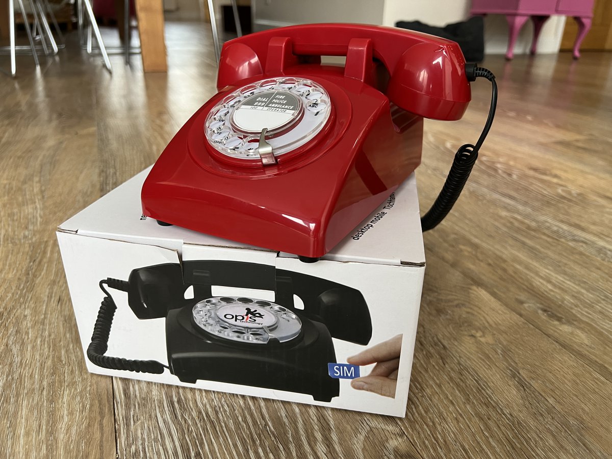 phone_museum's tweet image. An unusual donation to the #MobilePhoneMuseum - the Opis retro phone with integrated GSM - it is a surreal experience making a call with a rotary dial these days! A quirky last minute Xmas gift idea? We've certainly had fun with it! amzn.to/3GM5TcM