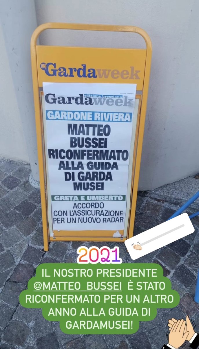 Il nostro #Presidente #MatteoBussei è stato riconfermato per un altro anno alla guida di #GardaMusei. 👏🏻👏🏻 Ne siamo felici e siamo certi che il suo lavoro continuerà a portare, insieme a quello del #DirettoreGenerale <a href="/GBGuerri/">GiordanoBrunoGuerri</a>, nuovi progetti e nuove sinergie sul territorio.