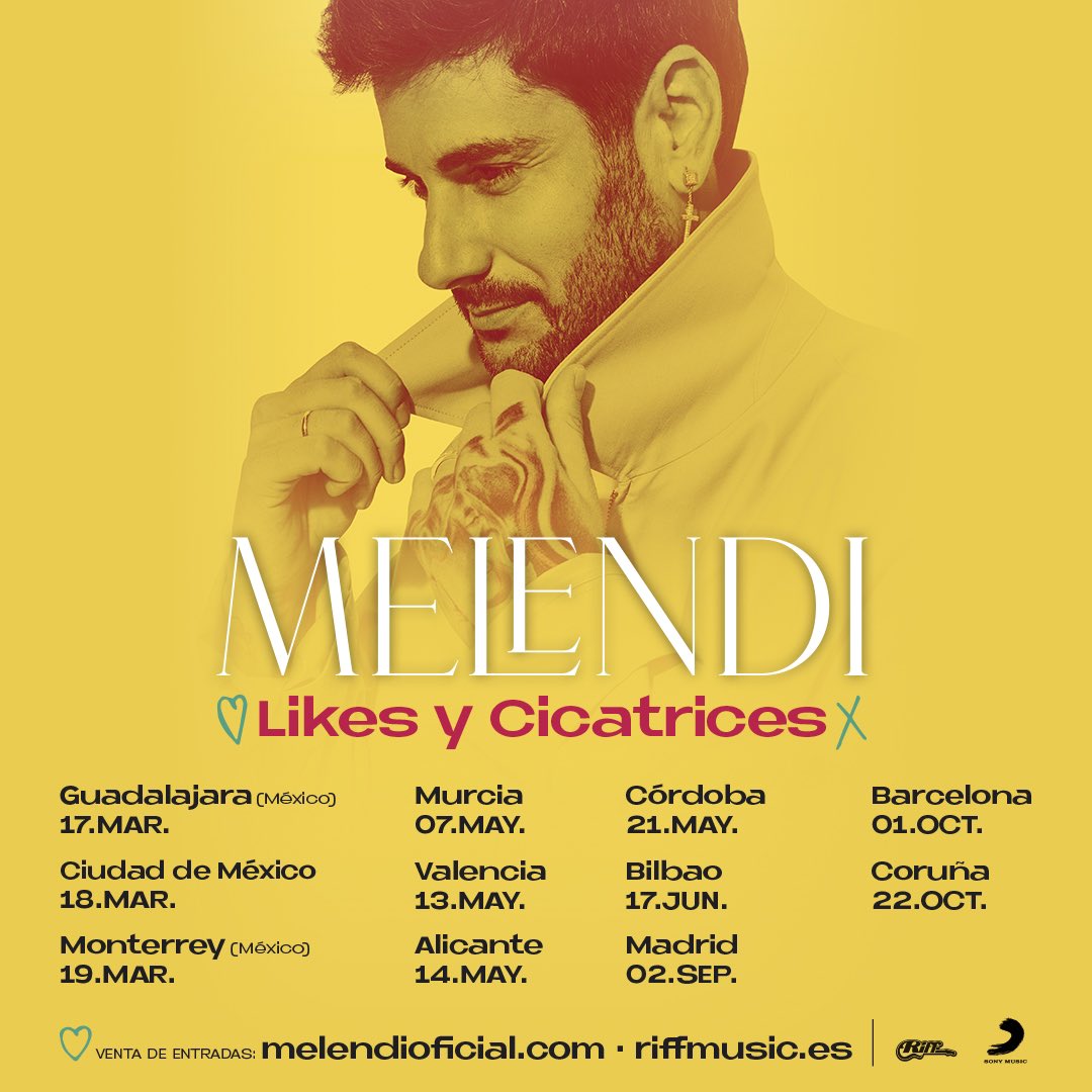 💥🙌🏻 Vaaamooos!!!! Entradas disponibles para las fechas de España a partir del martes 21 a las 10h en melendioficial.com