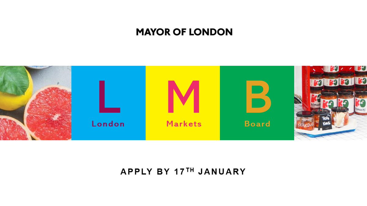 The <a href="/MayorofLondon/">Mayor of London, Sadiq Khan</a> is recruiting #markets experts to join the new London Markets Board to help ensure that London's markets flourish, support recovery and good growth, and continue to offer something for every Londoner. Find out more and apply: london.gov.uk/about-us/jobs-…
