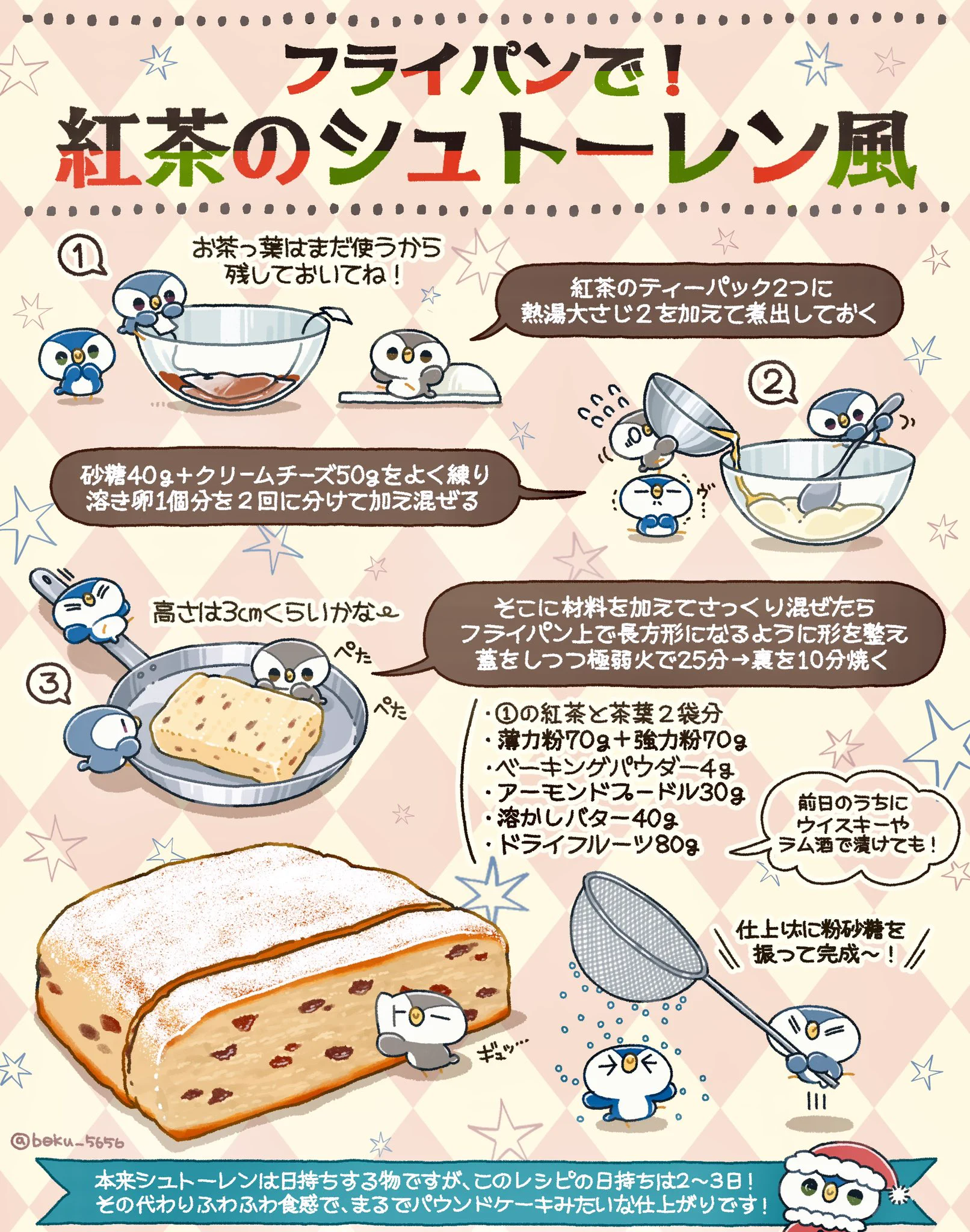 フライパンで焼ける【紅茶のシュトーレン風】おうちで作ってみよう！