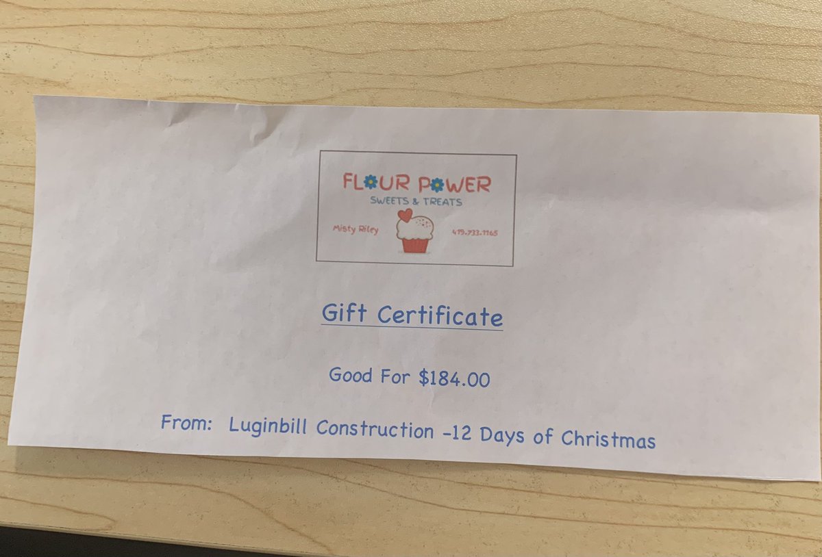12 Days of giveaways Day 5 
🔘 We are giving away 12 gift cards/cert. from local businesses. 
🔘 Day 5- $184.00 gift certificate to Flower Power Sweets and Treats. You have until 11:59pm to enter the drawing. 
🔘 To be entered in the drawing you need to like and retweet this post