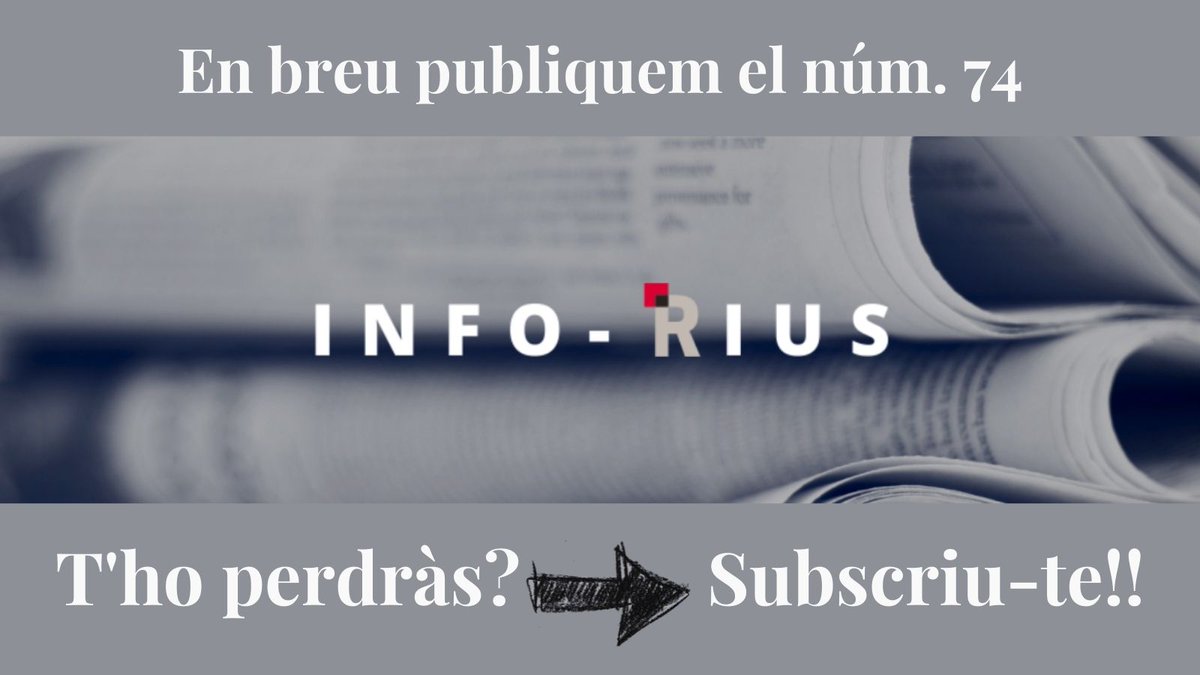 RiusConsultors's tweet photo. 📢 Vols estar al dia de totes les novetats?
🆕 Els propers dies sortirà l'Info-Rius de @RiusConsultors amb moltes novetats!!!
➡️ Si la vols rebre, no dubtis en subscriure't a 👉https://t.co/rBPYWOZChv
#InfoRius https://t.co/nDymrgzgkd