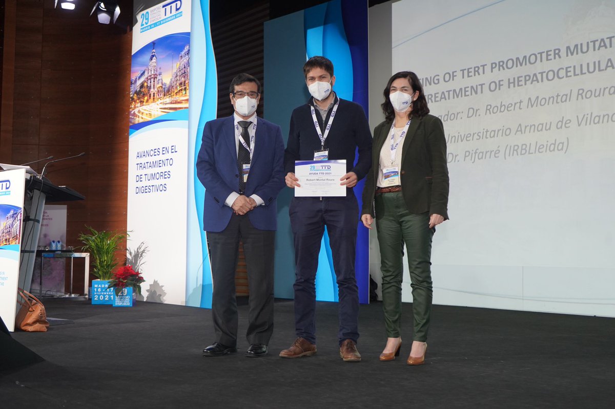 ▶️Entrega Ayudas de Investigación TTD 2021 a cargo de Dr. E. Aranda y Dra. C. Grávalos

🏅'Editing of tert promoter mutations with crispr/cas9technology for the treatment of hepatocellular carcinoma'
⤵️
Dr. Robert Montal (IRB Lleida Fundació-Dr. Pilfarré)

#SomosTTD #TTD21