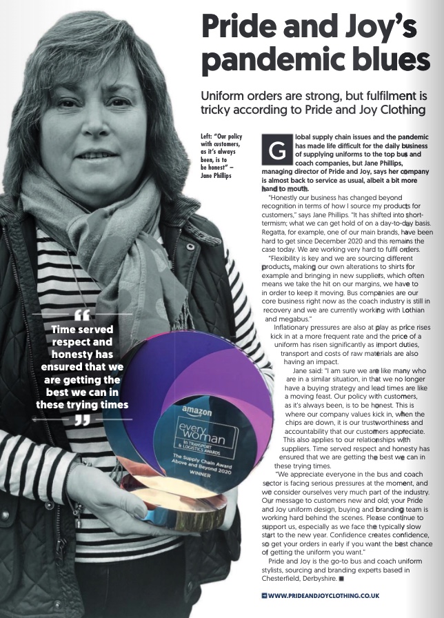 PAJclothing's tweet photo. Thanks @bus_coachbuyer for featuring my honest account of how it is to run a small business in such precarious times.  Thanks to our customers for being so patient. #honesty 
In this week's Bus and Coach Buyer magazine. https://t.co/5GWefyFdWL