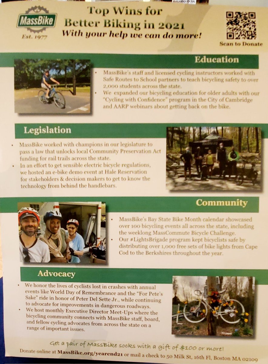 mattapanviv's tweet photo. Got this in the mail yesterday from my bikeys at @MassBike. Easy-to-read with nice pics to share the accomplishments of 2021. Nice touch to include your board members. #monthlysustainer π²π https://t.co/knB46W2Hgb