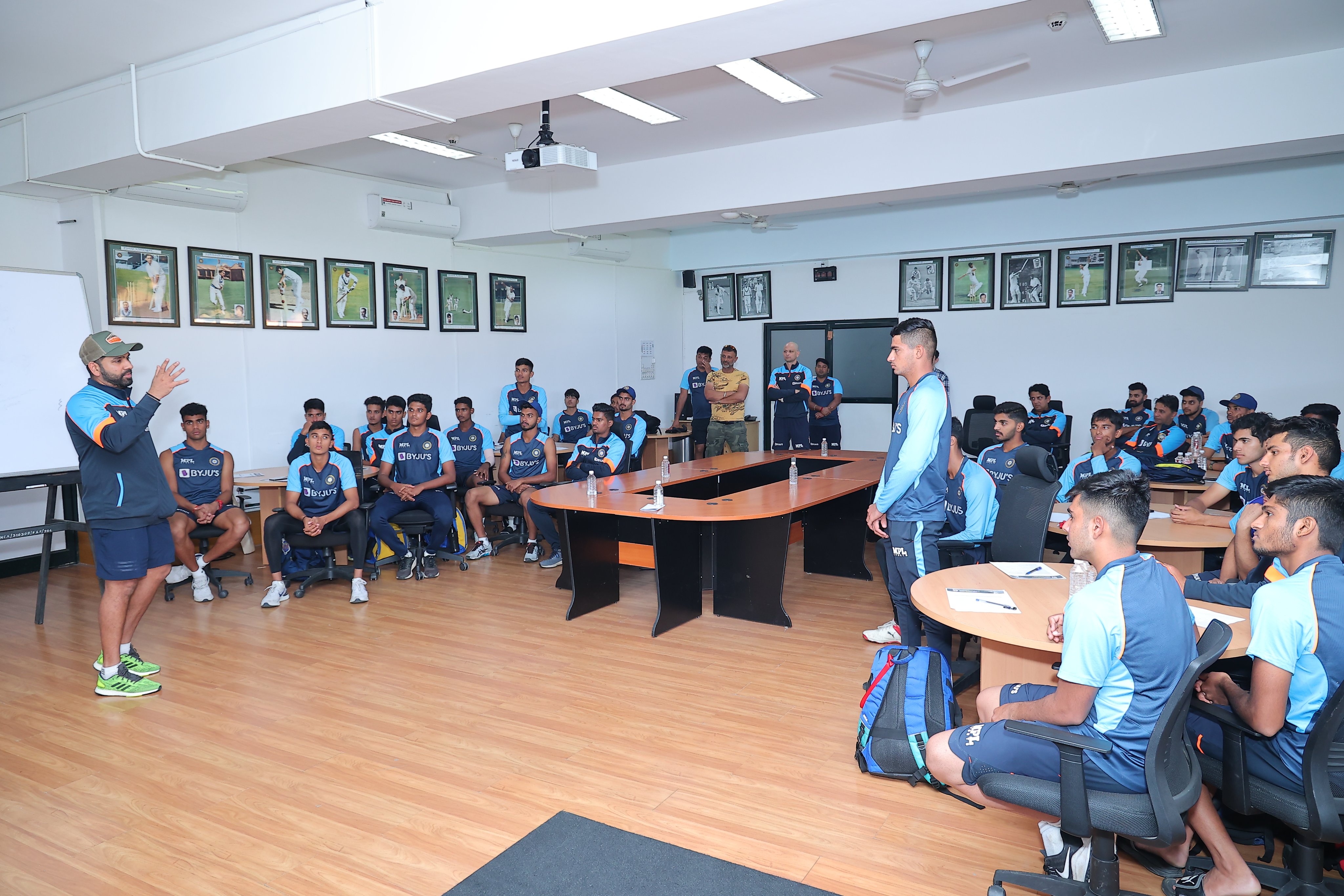 white-ball captain @ImRo45 made most of his rehab time as he addressed India’s U19 team during their preparatory camp at the NCA in Bengaluru.