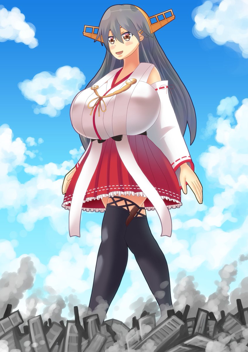 艦これの榛名(巨大娘)描いてみました
大きな足で都市を蹂躙しながら歩いている感じです
#巨大娘 #giantess 