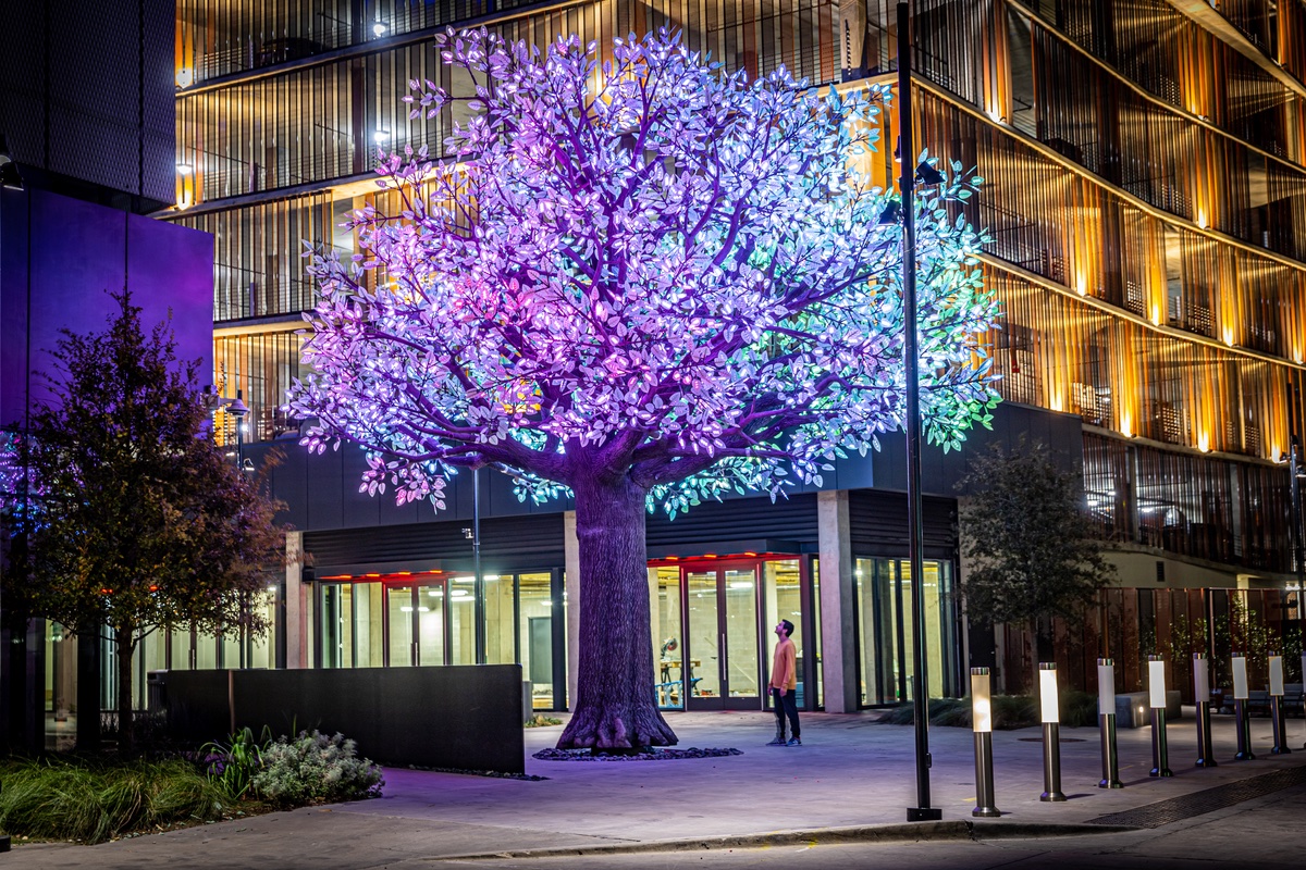 StudioDrift's tweet photo. TREE OF TÉNÉRÉ PLANTS ITS ROOTS IN DALLAS, TEXAS
After #burningman 2017, the re-imagined outdoor sculpture takes permanent residence in Deep Ellum.
TREE OF TÉNÉRE, 2017
DRIFT
Co-creators: Mark Slee, Zachary Smith
Presented by GoldmanGlobalArts
#treeoftenere #art #tech https://t.co/zldtyI4t43