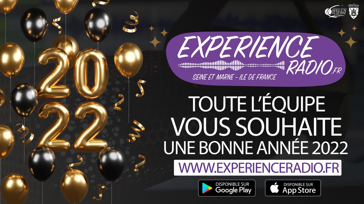 Toute l'équipe de votre radio de proximité 
Vous souhaite une bonne année 2022 

Partout en France Sur notre site web :
✅↪experienceradio.fr

Sur Votre Smartphone :
Application gratuite ExperienceRadio disponible sur Google Play &amp; App Store