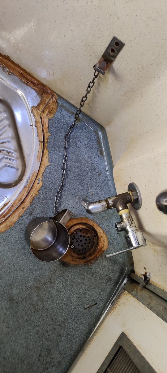 iboobase's tweet photo. Hi sir it's very tough to handle so my humble request to @GMSRailway and @RailMinIndia to please add extra 5 to 8 links in chains on wash mug in train toilet. (Ref : Picture below it's too short)

#JaiHind #mug #train #toilet
@RailwaySeva @AshwiniVaishnaw https://t.co/dV9pPVwQJD