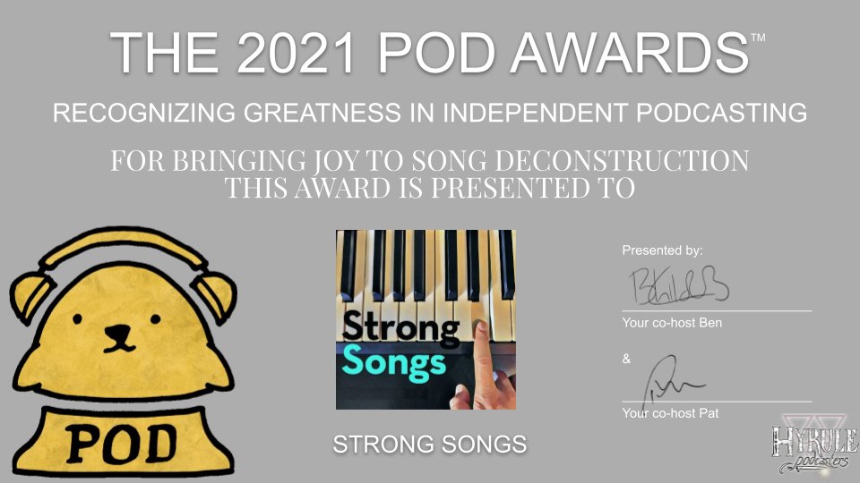 thepodawards's tweet photo. Our next award goes to @strongsongs...
FOR BRINGING JOY TO SONG DECONSTRUCTION
#THEPODAWARDS https://t.co/AeHBhO9xiU
