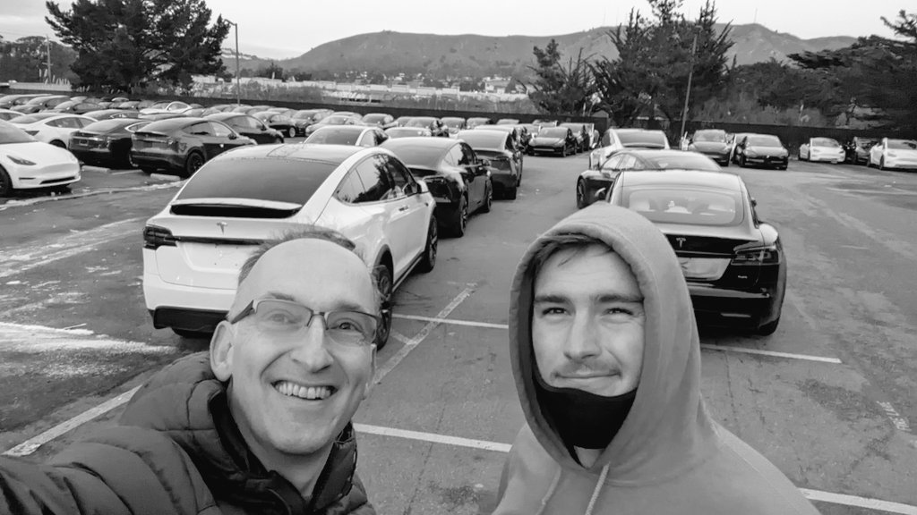 fredsa's tweet photo. It's that time of year 🎉, owners help with new owner education &amp; delivery prep. As predicted super busy, but slightly less hectic than in the past. Soon Giga Texas and Giga Berlin output will dwarf Fremont's! (Giga Shanghai will give others a run for their money). @elonmusk https://t.co/OmA6B7zAmX