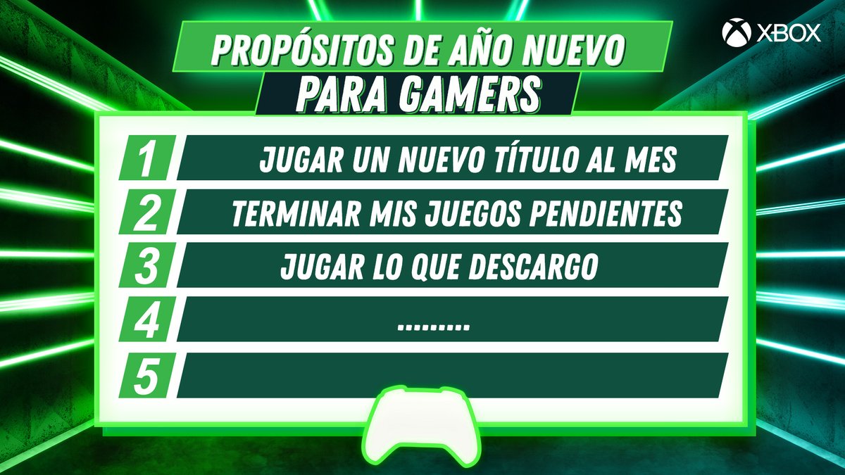 XBOXChile's tweet photo. Estamos haciendo nuestra lista de propósitos para el año nuevo, ayúdanos a completarla. #Feliz2022 https://t.co/KTWntnW9tl