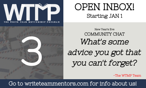writeteammentor's tweet photo. #WTMPChat It's not just about the individual people in your life (though they're a big deal, too!) It's also about what you learned along the way.
Q3: What's some advice you got that you can't forget? https://t.co/2qseugUPkn
