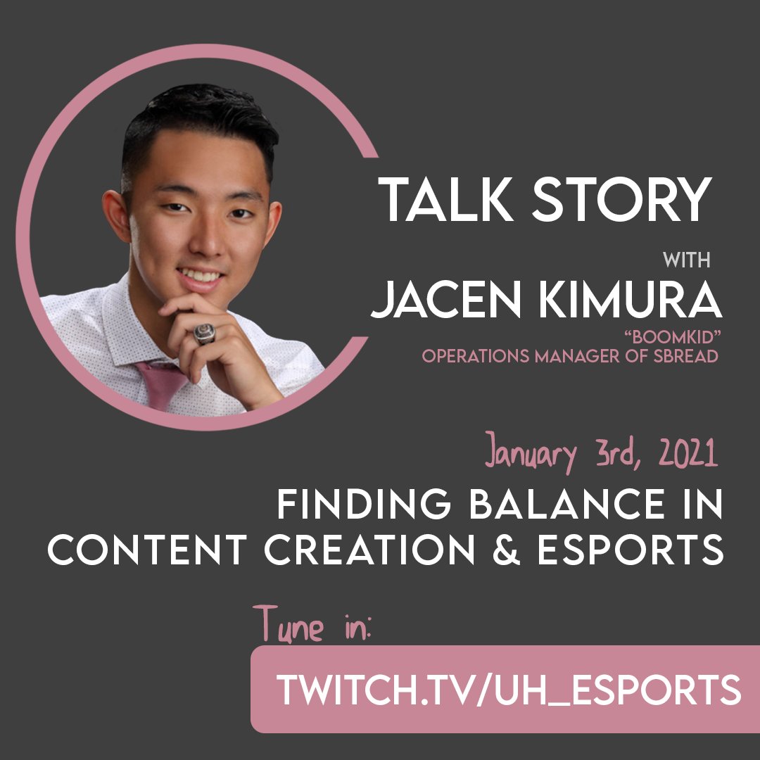 UHEsport's tweet photo. What's it like to manage one's own content creation ON TOP of managing that of others'? Hear how @jacenkimura finds balance in creative work for both clients and himself in next week Monday's (1/3) episode of our Talk Story Podcast at 4pm HST ヽ(  ⌒▽⌒  )ﾉ on Twitch! https://t.co/DXlHXi6tA2