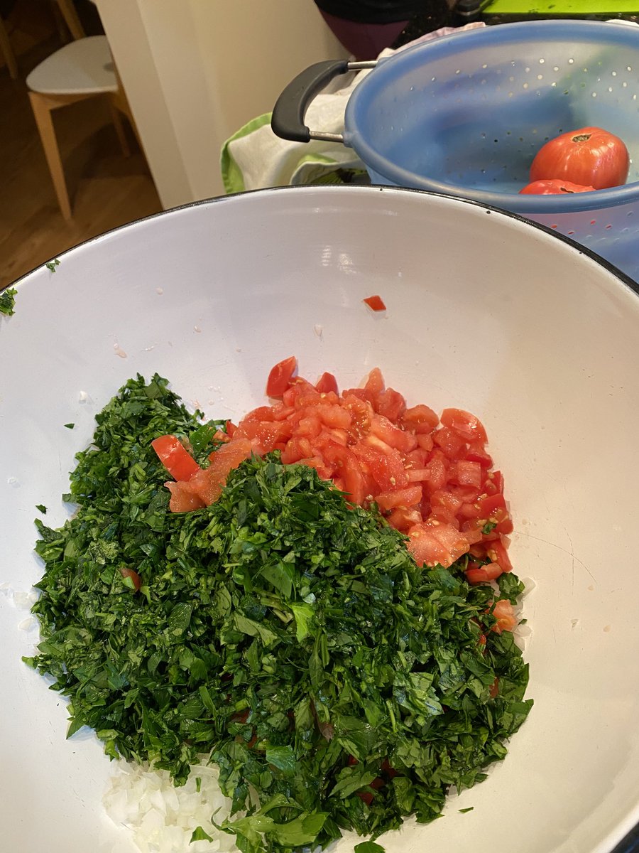 dalalhaldeman's tweet photo. Making tabboule this New Year’s Eve… in memory of our Lebanese traditions https://t.co/OGjb6lkIXt