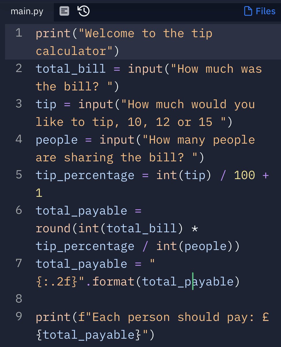 NJM2202's tweet photo. DAY 002 | of #100DaysOfCode it’s probably not as concise as it could be but we all have to start somewhere! https://t.co/iIacRwjPz3
