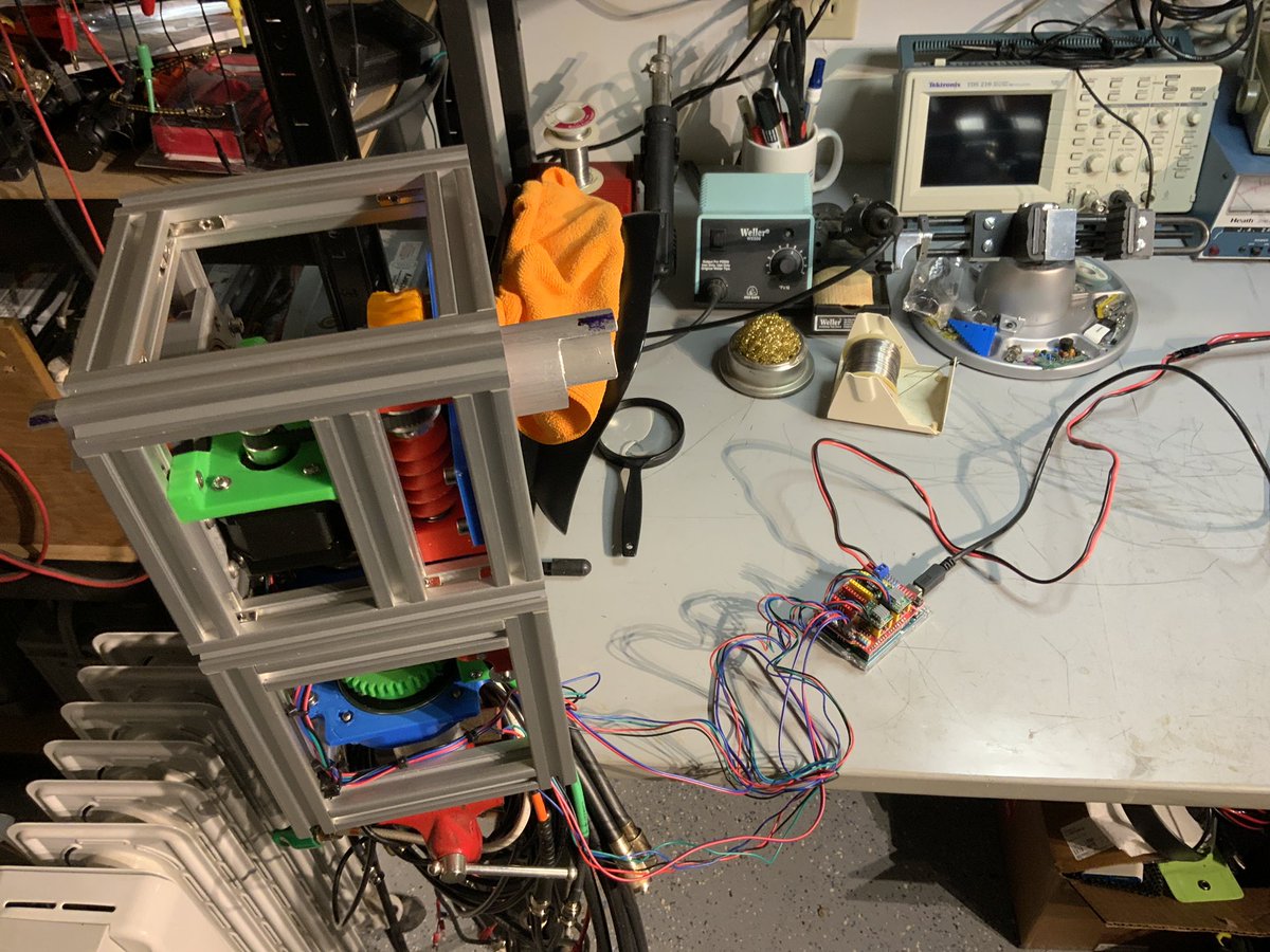 With a ton of help from my friend Frank N3PUU, I’ve got my first 3D printed #satnogs rotator running. This unit will be for grid square activations, the second one Frank and I built will upgrade SatNOGS ground station 1066 from omni antennas to yagis…