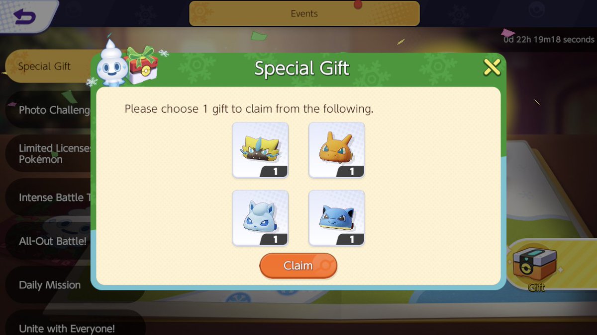 PokemonUnite's tweet photo. We have one final special gift to give you before the end of the new year! Select a special hat for your trainer to represent Zeraora, Charizard, Alolan Ninetales, or Blastoise, and show up to the battle in style! #PokemonUNITE https://t.co/Lv4wGOBbs2