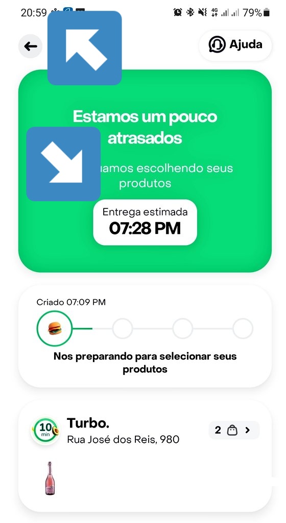 Poxa <a href="/RappiBrasil/">Rappi Brasil</a>, fui pedir um espumante no Turbo, e acho que não vai rolar mais, né? O Turbo promete chegar em 10 minutos.
