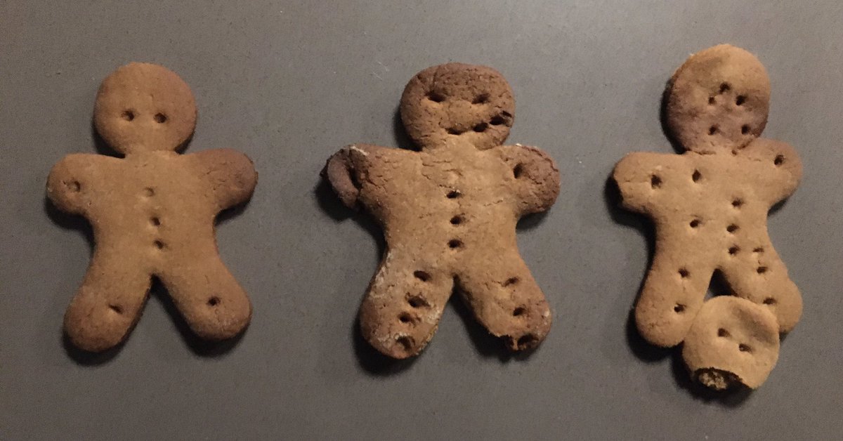Dominant variants in gingerbread man form. From left to right, Alpha, Delta, Omicron.