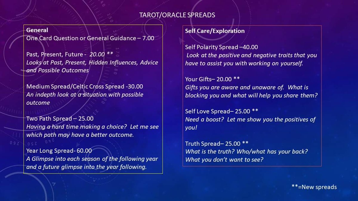 psychic_mommy's tweet image. 🦋 Updated services that I provide.  Feel free to DM and ask me about how I can assist you or if you have questions about the services I provide.  🦋 Feel free to check out my website jasmineseternalcircle.com for reviews and much more!