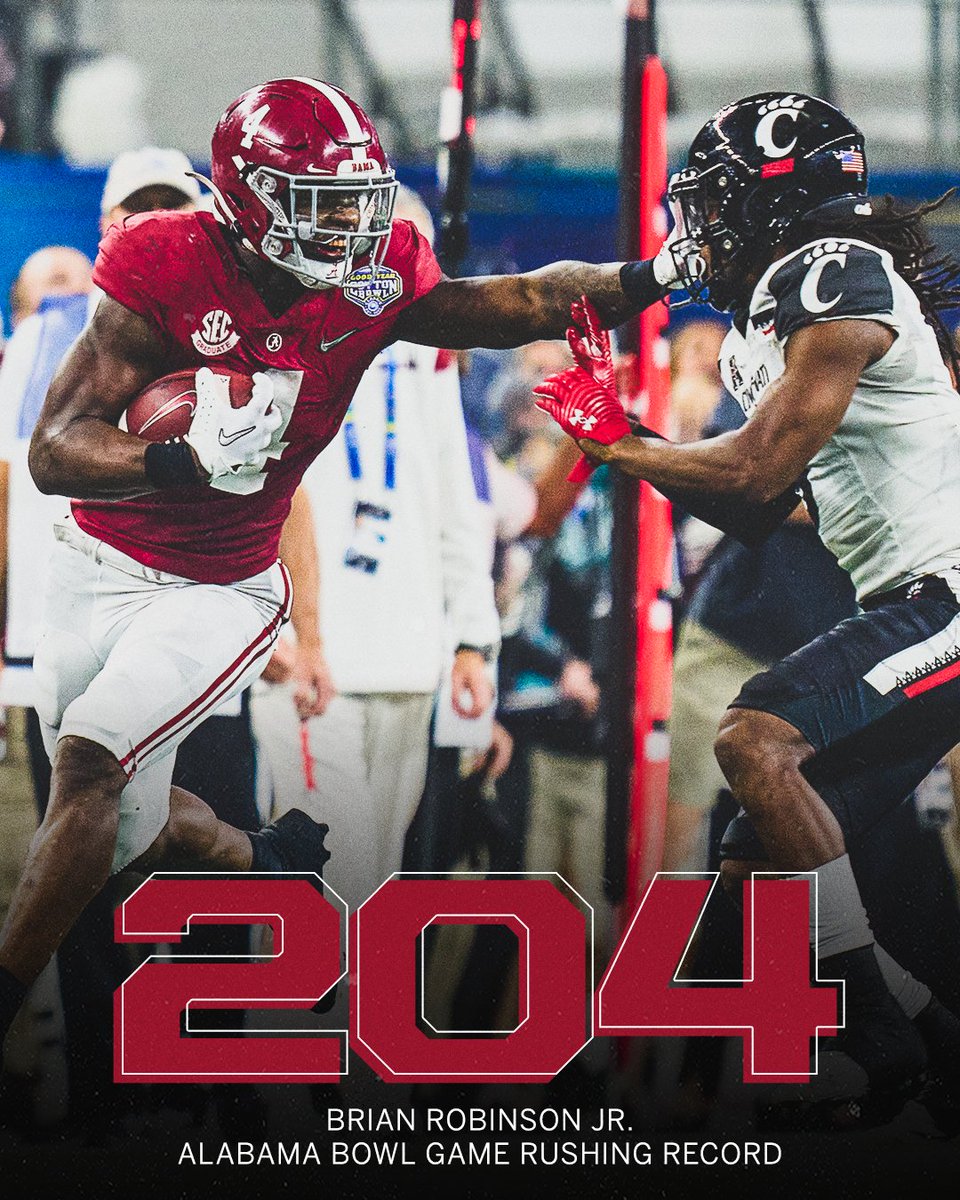 SECNetwork's tweet photo. B ROB WENT OFF 🔥

@BrianR_4 is the first player in @AlabamaFTBL history to rush for 200 yards in a bowl game! https://t.co/N56VjvWp0l