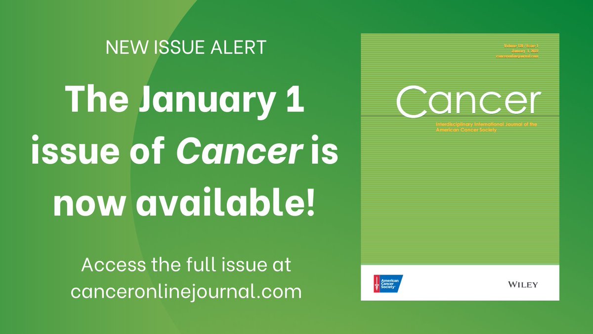 💥📣Read <a href="/JournalCancer/">ACS Journal Cancer</a>  Jan 1st issue! 
Full Table of contents : ow.ly/tiis50HebQk
👉<a href="/RamalingamMD/">Suresh S. Ramalingam, MD, FASCO</a> on niraparib + #immunotherapy 
👉@gmjaess  et al on fecal transplant 
👉<a href="/OkeOluchi/">Oluchi C. Ukaegbu Oke</a> tamoxifen &amp; male #breastcancer 
Will tweet interesting 2021 papers from #Cancer tomorrow