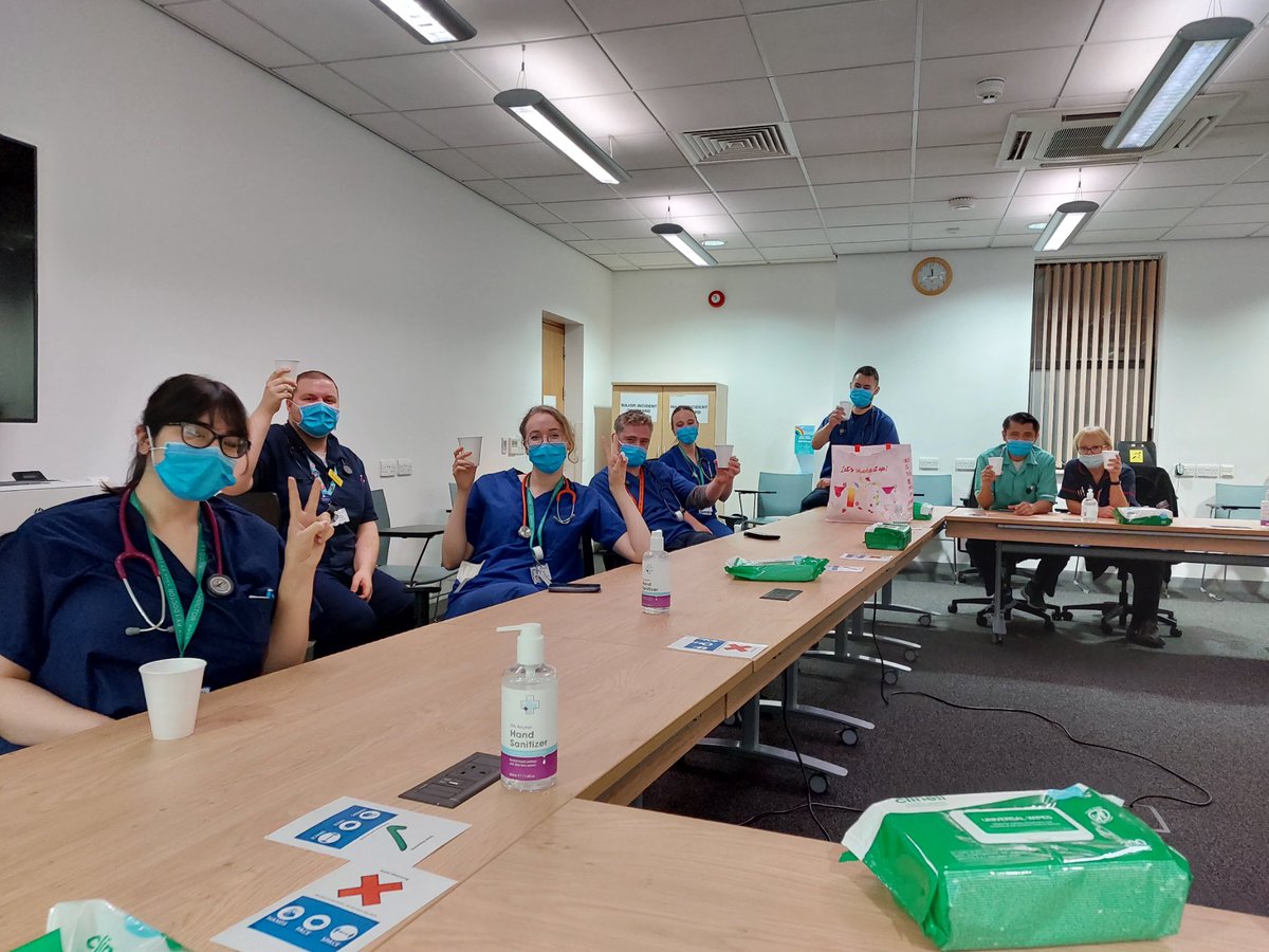 Cally_Littler's tweet photo. Happy new year to all, from your friendly on call teams @WHHNHS !  Very rare to find all of us in one room at the time, we found 10 minutes to wish each other the best for 2022 #medicine #surgery @WHH_ACT https://t.co/YUPhcSxw1R