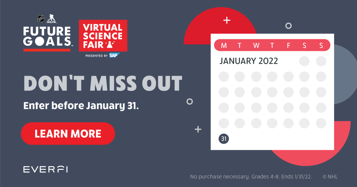 FutureGoalsSTEM's tweet photo. We hope that #STEM is on your mind as we move into the new year 🥳 Don’t miss your chance at entering the @FutureGoalsSTEM #VirtualScienceFair presented by @SAPSports. We can't wait to receive more of your cool and innovative ideas before 1/31/22 😎 ➡️ https://t.co/E30h74hdYE https://t.co/66iXdJCQOu