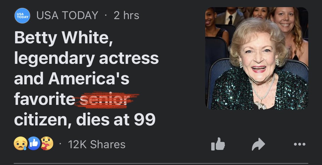 Fixed it for you, ⁦<a href="/USATODAY/">USA TODAY</a>⁩.
#BettyWhite