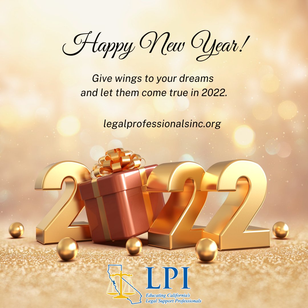 MeetLPI's tweet photo. Wishing all of you a safe and a prosperous 2022!
#MeetLPI #LegalProfessionalsInc #legalsecretary #HappyNewYear #HappyHolidays https://t.co/o2q6WytNHk