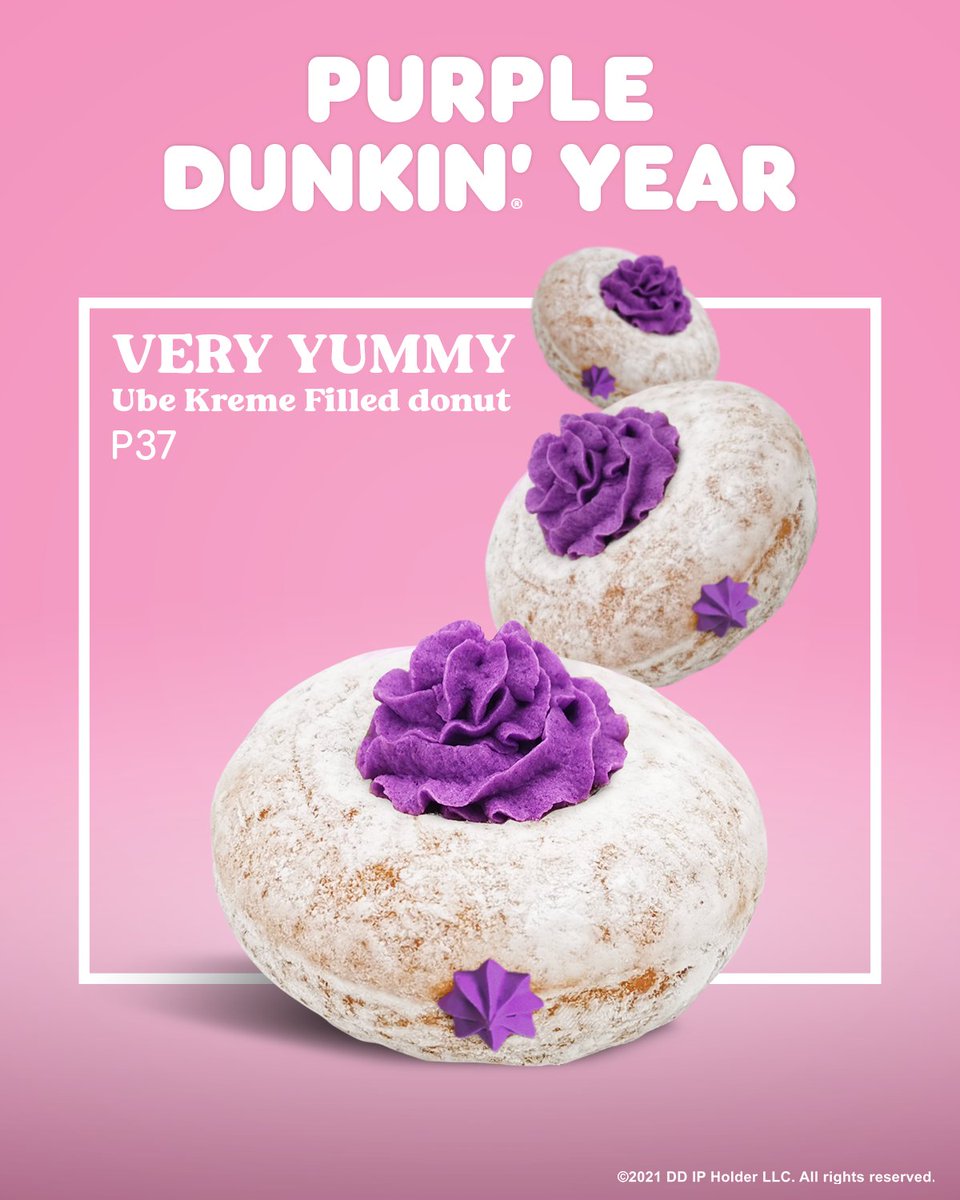 dunkinph's tweet image. Let’s welcome the hue of 2022 with a bite of Ube Kreme Filled donut! 💜 Get yours now for just P37! 🤩 #DunkinPH #2022ColorofTheYear #Pantone2022 #VeryPeri