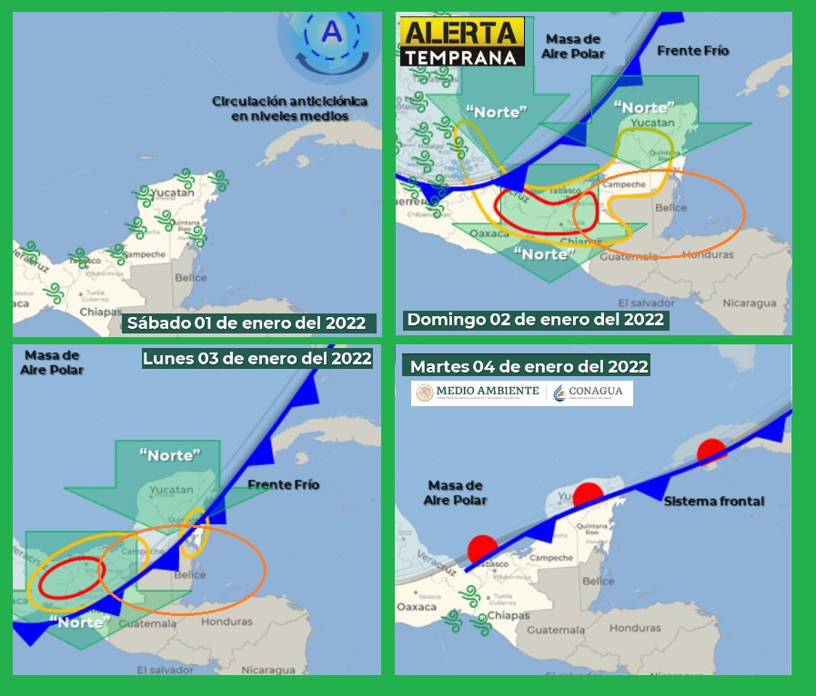 AlertaGt502's tweet photo. Actualización
Viernes 31 de diciembre de 2021
Se esperan efectos directos del nuevo #FrenteFrio18 que estará ubicado sobre Guatemala 🇬🇹 el lunes 3 de enero, acumulados de lluvias al norte del país con hasta 75mm en Quiché Alta Verapaz Izabal FTDN
#climaGt #FF18 https://t.co/3RqB699Cg5