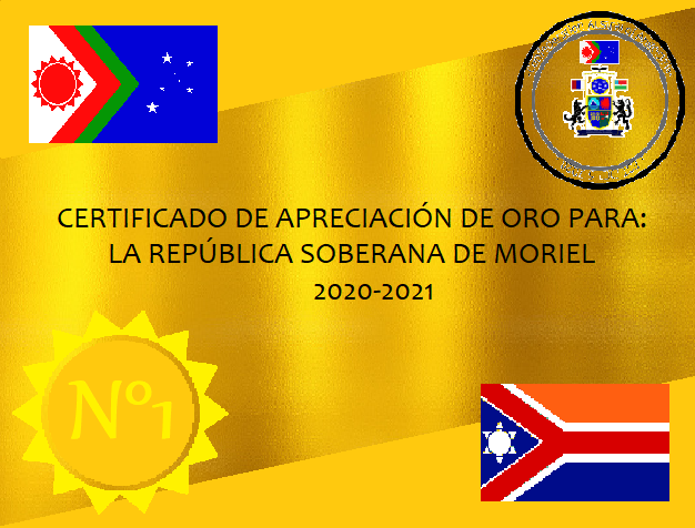 Gobiernofedera4's tweet photo. Aniversario diplomático de Angosvria -2021:
En honor se entrega el certificado apreciación de oro en honor al aniversario de relación bilateral
entre Angosvria y Moriel
#Angosvria #Moriel #Micronations #Happyanniversaryofangosvria https://t.co/7KzG6n7kd7