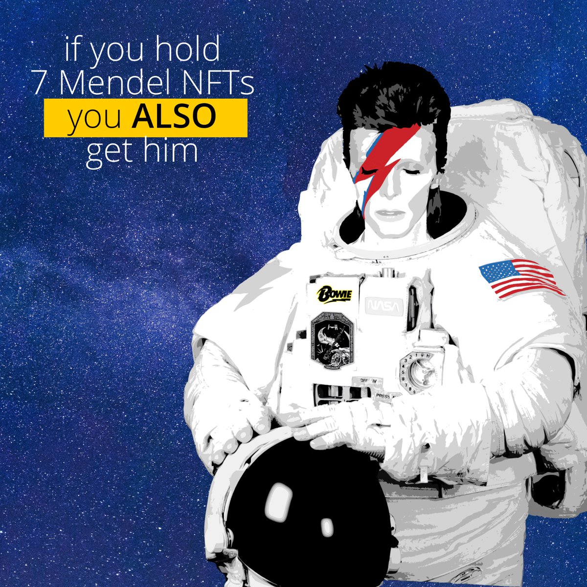 MendelNFT's tweet photo. Less than 72 hours before The #Mendel Cosmic Snapshot Jan1st 11:59PM CET
-Raffle for real life Giveaway: Exclusive Mission to Mars Jacket offered by Buzz Aldrin
-NASA patch countdown starts
-2 #NFTGiveaways
-Joker Drop : Exclusive NFT based on @Remybondstudio masterpiece
thread👇 https://t.co/E7GlrKsWGe