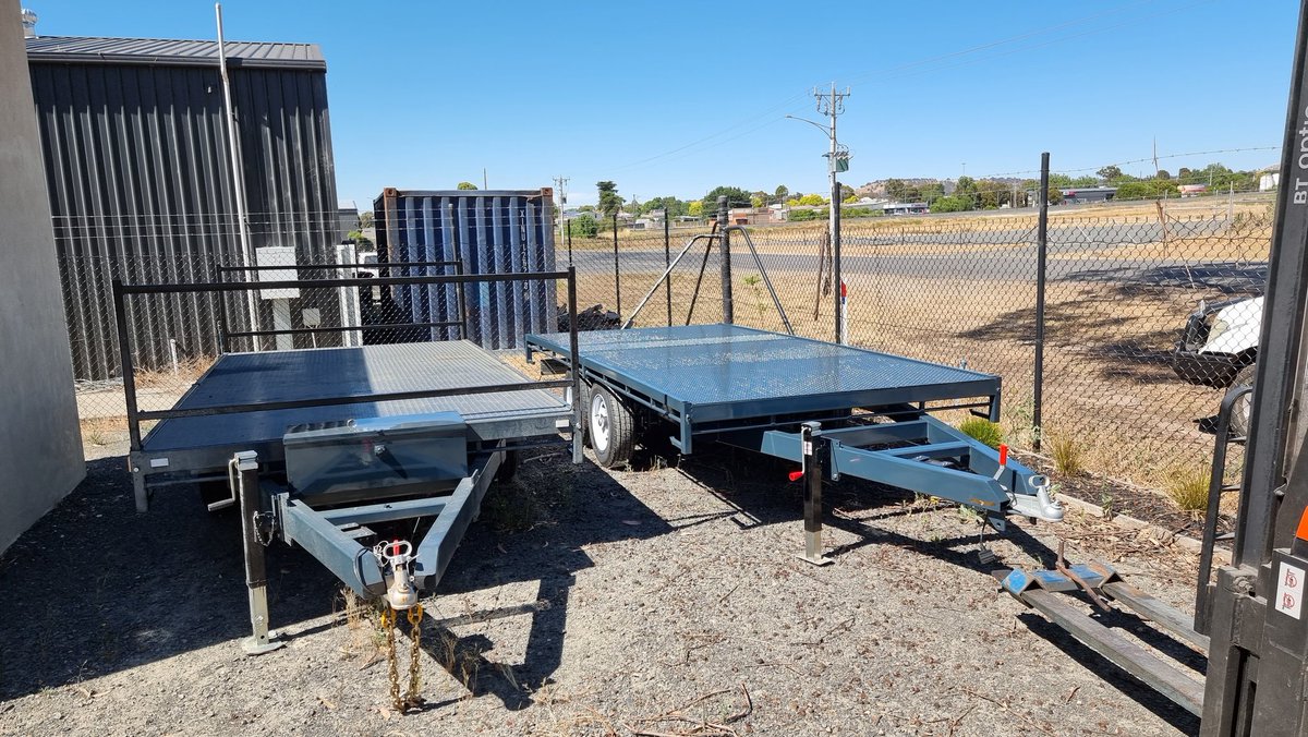 babart1977's tweet photo. WTS. I've got a new 3.5t flat top trailier finished and ready for a new owner, just needs some guards, chains and a rego. I am keeping its twin for myself. I can add head boards and a new spare tyre if required . https://t.co/csugF5Jwfh