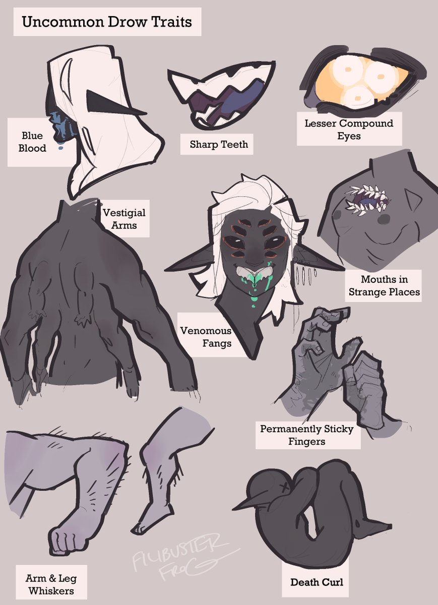 filibusterfrog's tweet photo. spidery drow traits https://t.co/qr5PraRGMP