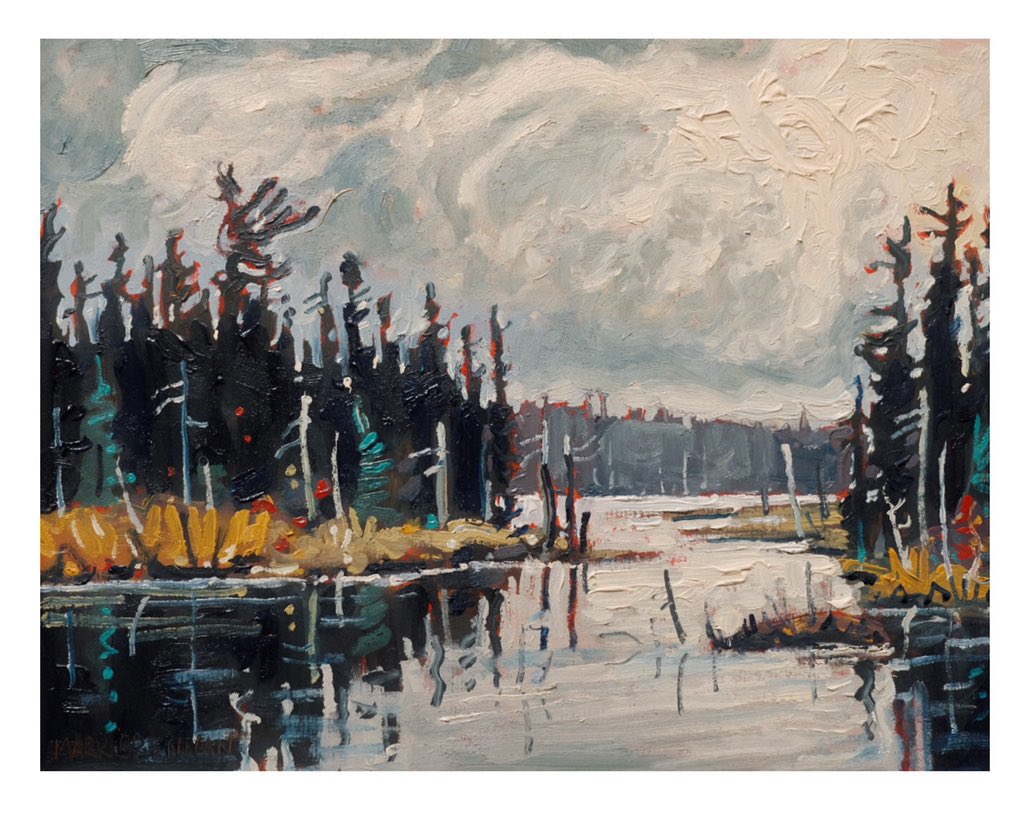 Likely my last piece of 2021. Black Spruce Bog, Spring. 8x10” This is Fundy National Park, I forget the name of the huge wetlands there… Caribou perhaps? It was good to escape to this place for a few hours today. Oil on panel. #fundynationalpark #canadianart