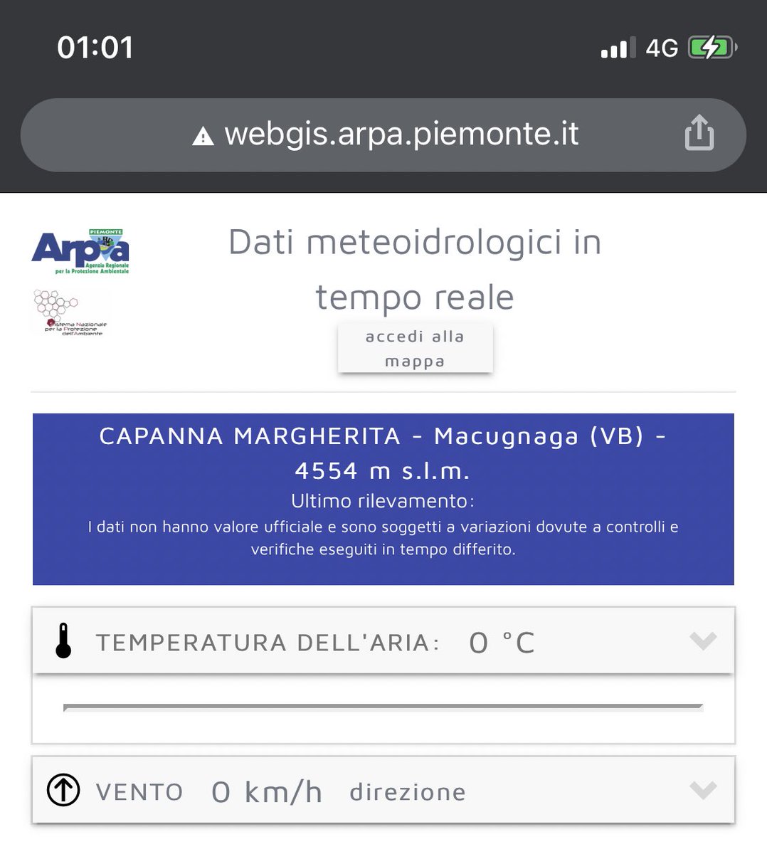 La Capanna Margherita è il rifugio più alto d’Europa a 4554mt sul Monte Rosa. Stasera all’una di notte ci sono 0°C, mentre le temperature minime medie a gennaio sono di -20°C. In pratica c’è il caldo che dovrebbe fare a #Milano, 4000mt più in basso.
