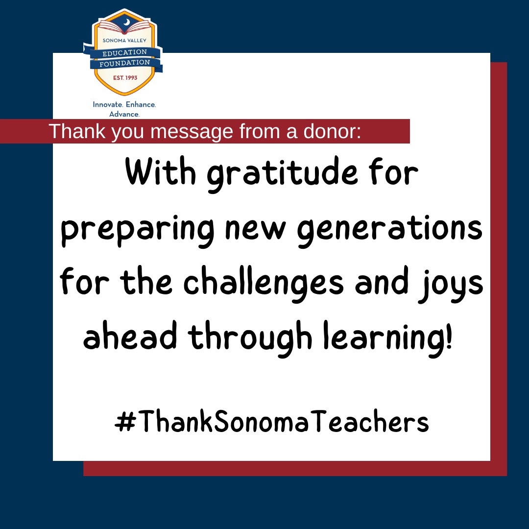 Post your own message of thanks to a teacher on social media, and use  #thanksonomateachers 

Make a donation to support a Classroom Grant at svgreatschools.org

#wednesdaymotivation #wednesday #thanksonomateachers 
#svgreatschools