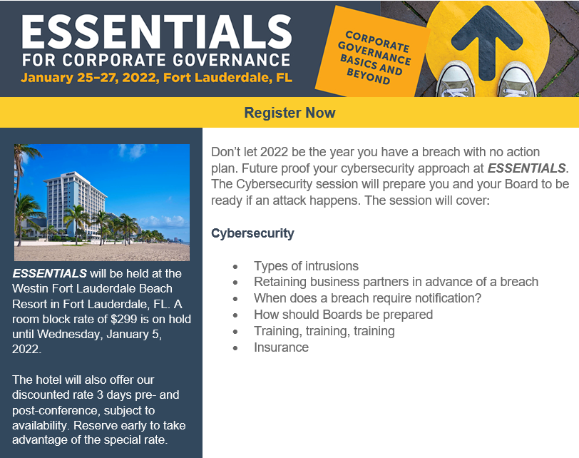 Society4CorpGov's tweet photo. Cyber: security, threats, and preparedness. Learn what you need to know at Essentials 2022. Register at https://t.co/k6ccauZDni. #Essentials4CorpGov #corpgov #governance #cybersecurity #cybersecuritythreats https://t.co/JVgDF1WbkX