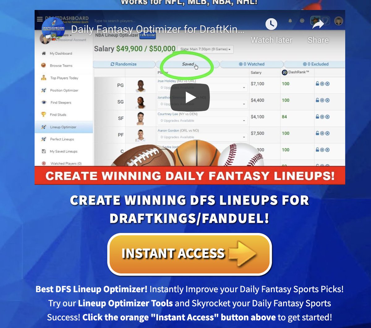 DraftBets's tweet image. We all need lineup optimizers and this one is great!  DFS Lineup Optimizer for DraftKings and FanDuel Daily Fantasy Sports cutt.ly/kdqBICI #dfs