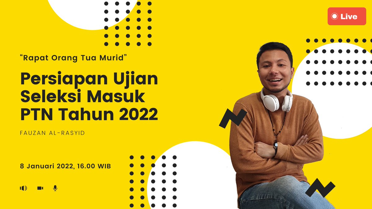 fauzanalrasyid's tweet photo. Agenda Awal Tahun:

“Rapat Orang Tua Murid”: Persiapan Ujian Seleksi Masuk PTN Tahun 2022

Selama ini, webinar tentang UTBK selalu berfokus pada siswa. Kali ini saya mau berdiskusi dengan orang tua kalian supaya mereka juga paham apa yang kalian hadapi.

8 Januari 2022, 16.00 WIB https://t.co/yWLPzhM946